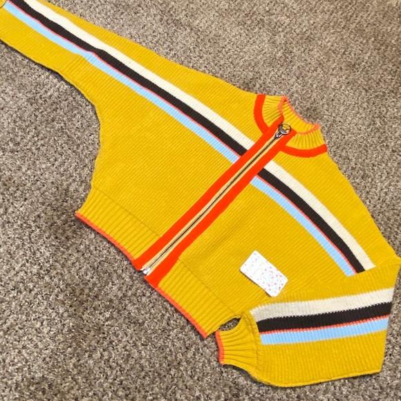 NWT Free People Striped retro-style zip-up Sweater - Picture 2 of 13